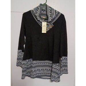 Miusey Women's LS Cowl Neck Form Fitting Casual Tunic Top Blouse(Black, Gray L)